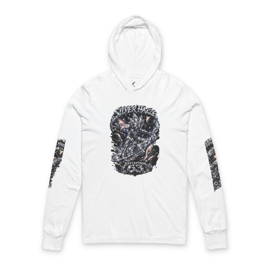 Skull Reflection Hooded Long Sleeve Tee — Gothic Graphic Hooded Shirt