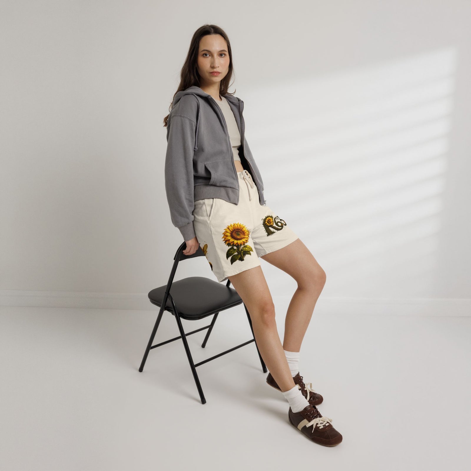Sunflower Bee Fleece Sweat Shorts — Garment-Dyed Lightweight Lounge Shorts