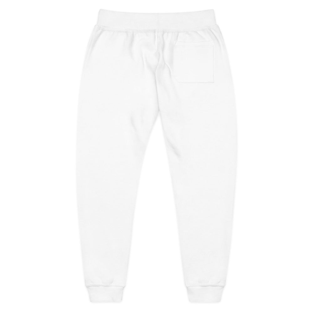 Embroidered Deer Fleece Sweatpants — Cozy White Joggers with Woodland Stag Embroidery