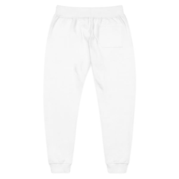 Embroidered Deer Fleece Sweatpants — Cozy White Joggers with Woodland Stag Embroidery