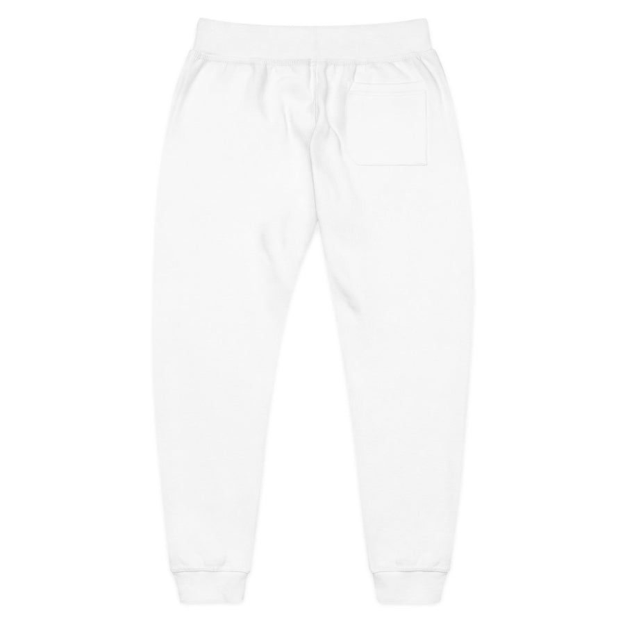Embroidered Deer Fleece Sweatpants — Cozy White Joggers with Woodland Stag Embroidery