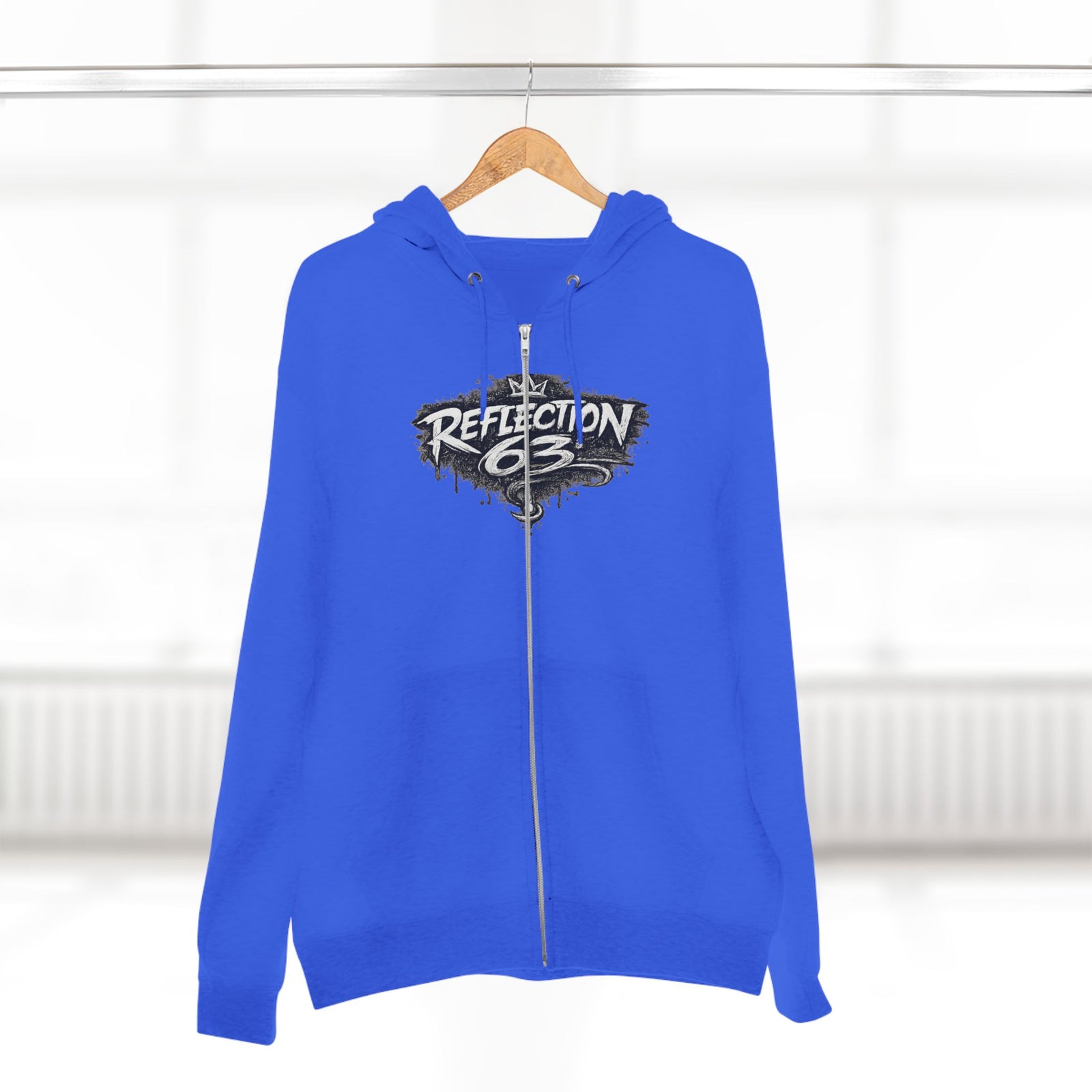 Reflection 63 Zip Hoodie — Vintage Crest Graphic Zip-Up Hoodie