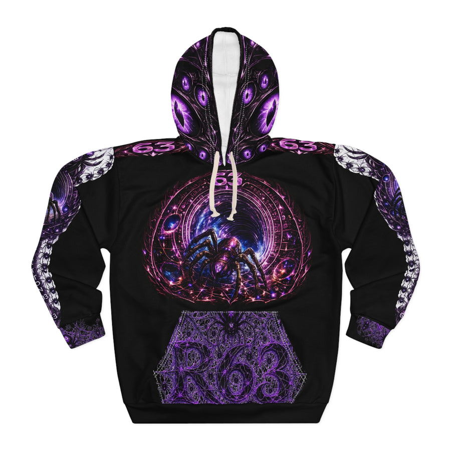 Spider Sigil Hoodie – Purple Gothic Cosmic Emblem All-Over Print