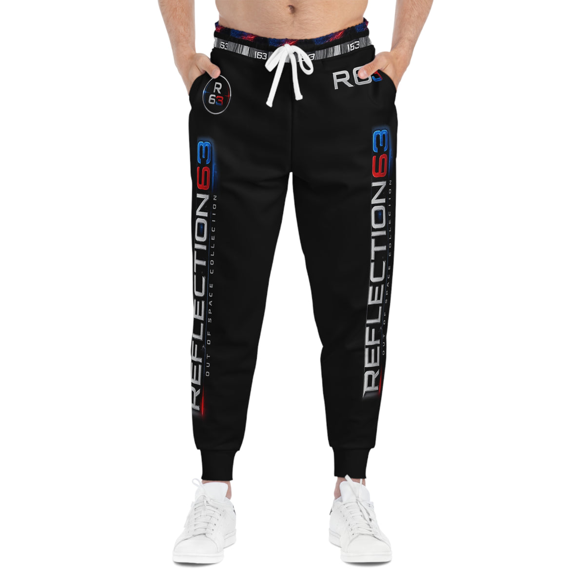 Reflections63 Athletic Joggers — Black Performance Track Pants with RB63 Side Logo