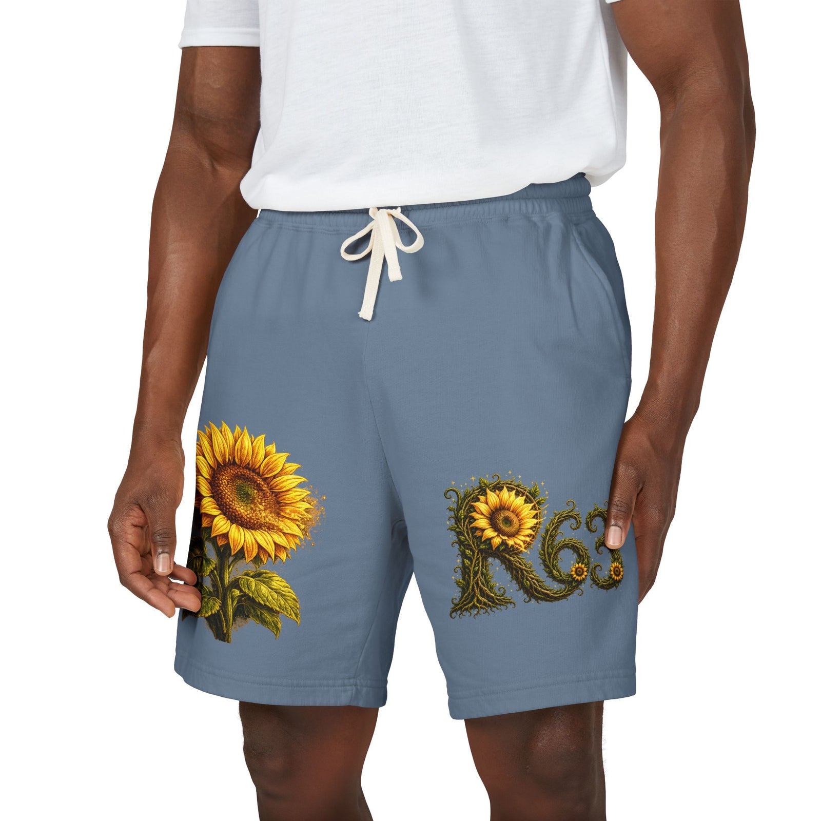 Sunflower Bee Fleece Sweat Shorts — Garment-Dyed Lightweight Lounge Shorts