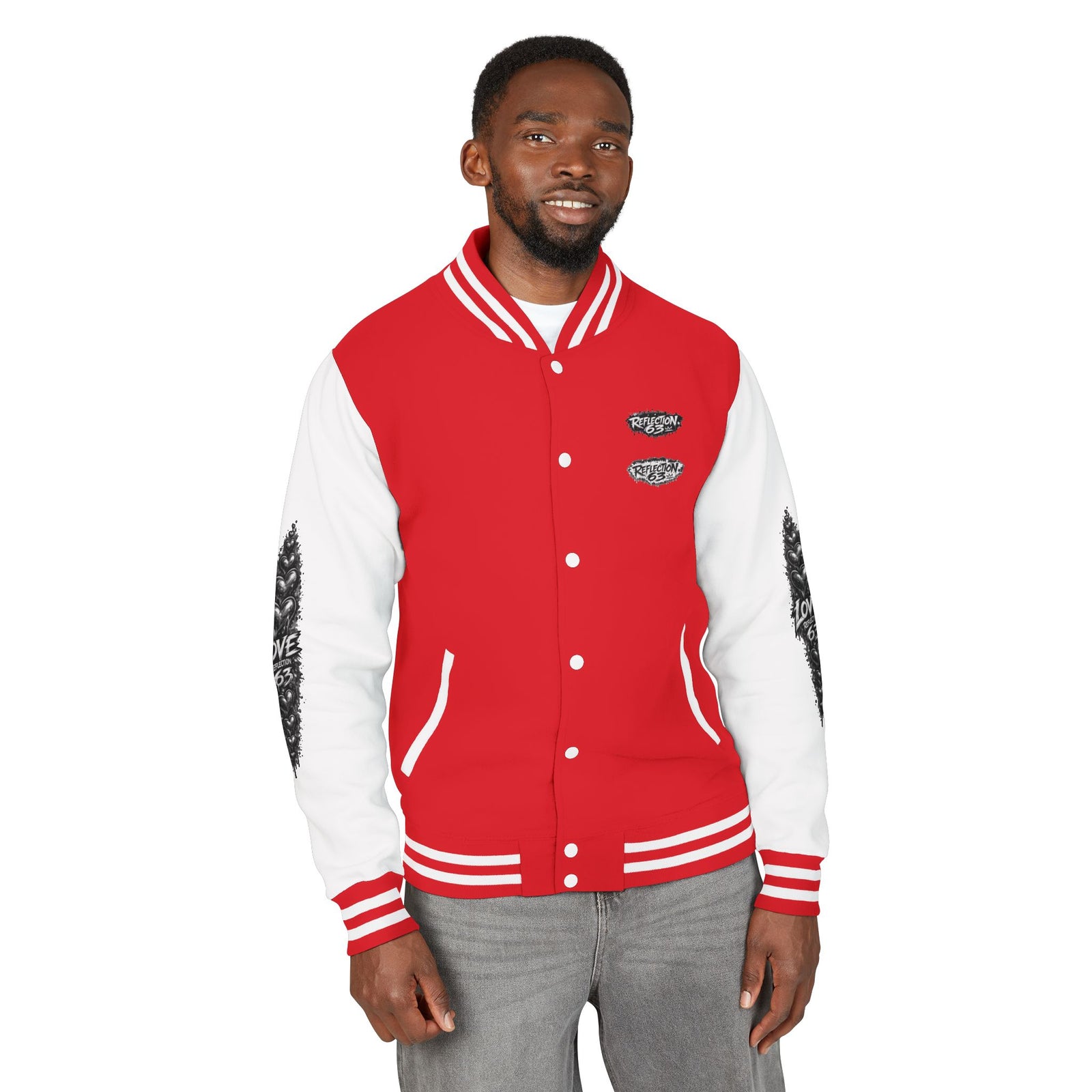 Letterman Jacket — Retro 'Love Reflection 63' Snake Heart Embroidered Design