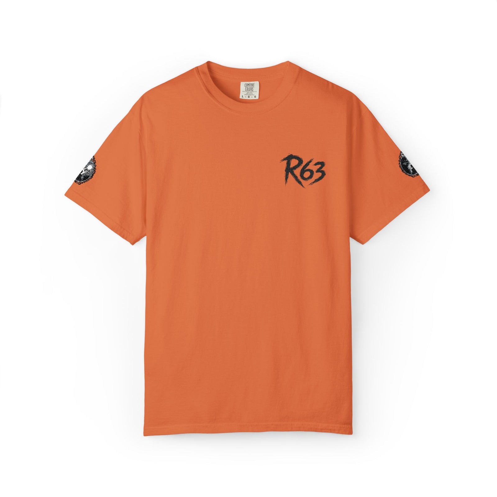 R63 Minimal Logo T-Shirt — Streetwear Graphic Tee with Sleeve Emblem