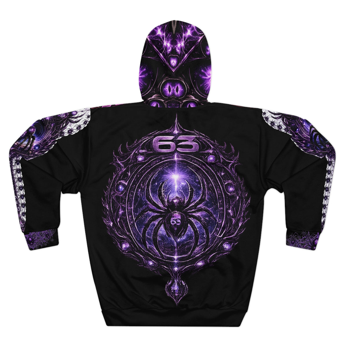 Spider Sigil Hoodie – Purple Gothic Cosmic Emblem All-Over Print