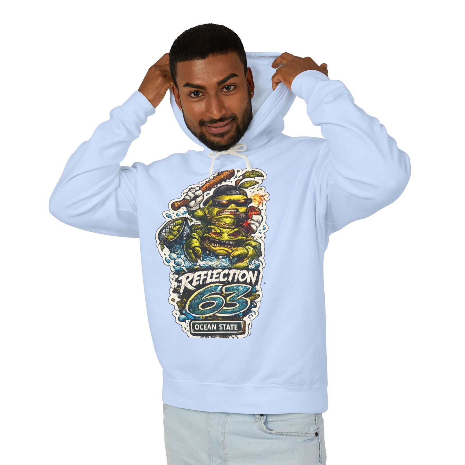 Reflection 63 Ocean State Hoodie — Vintage Surf Monster Graphic Hooded Sweatshirt