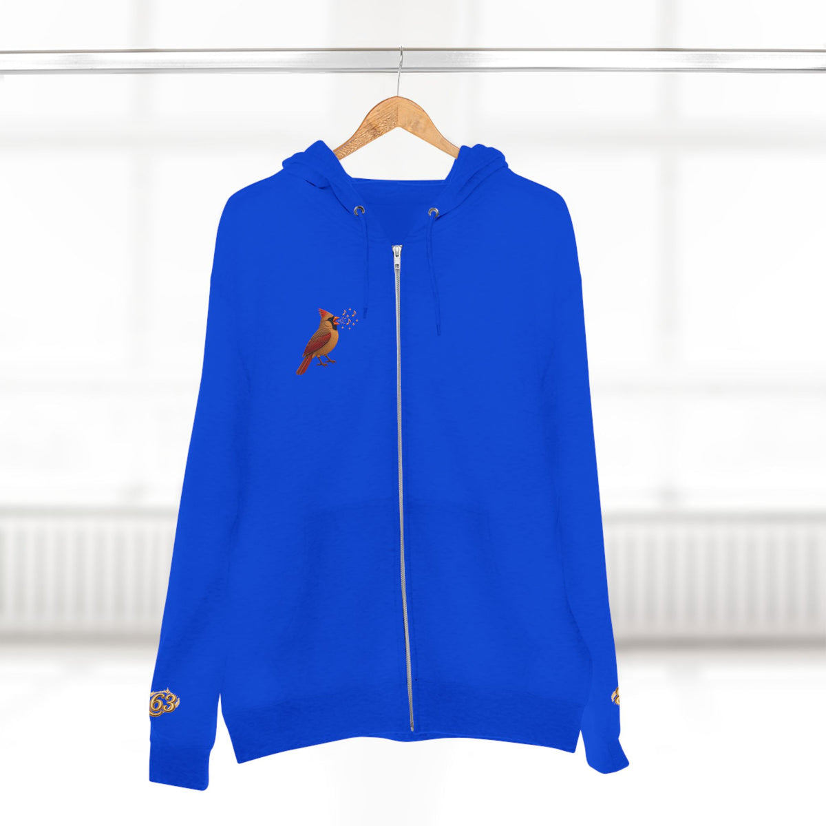 Cardinal Bird Zip Hoodie — Vintage Red Cardinal Graphic Zip-Up