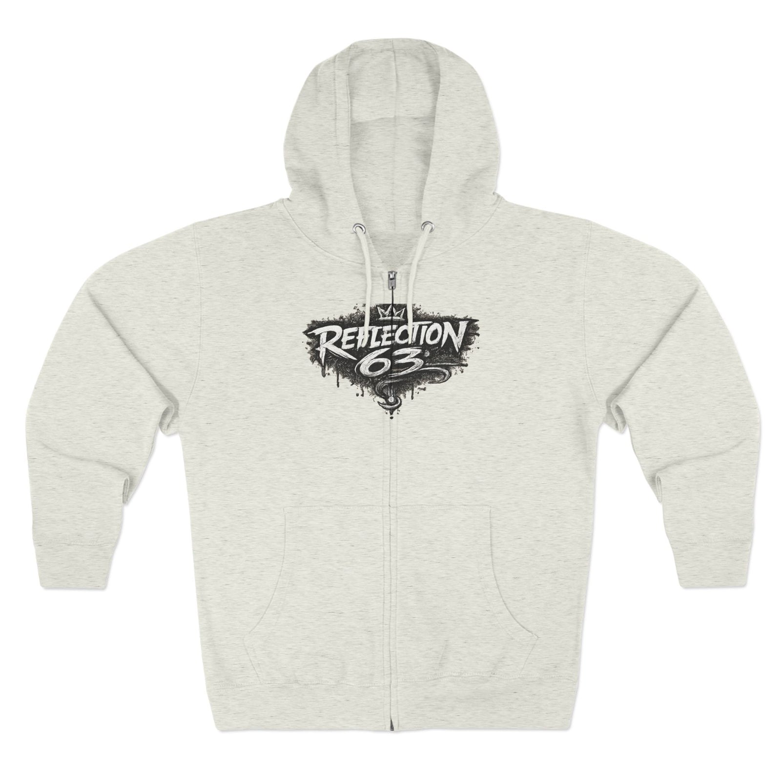 Reflection 63 Zip Hoodie — Vintage Crest Graphic Zip-Up Hoodie