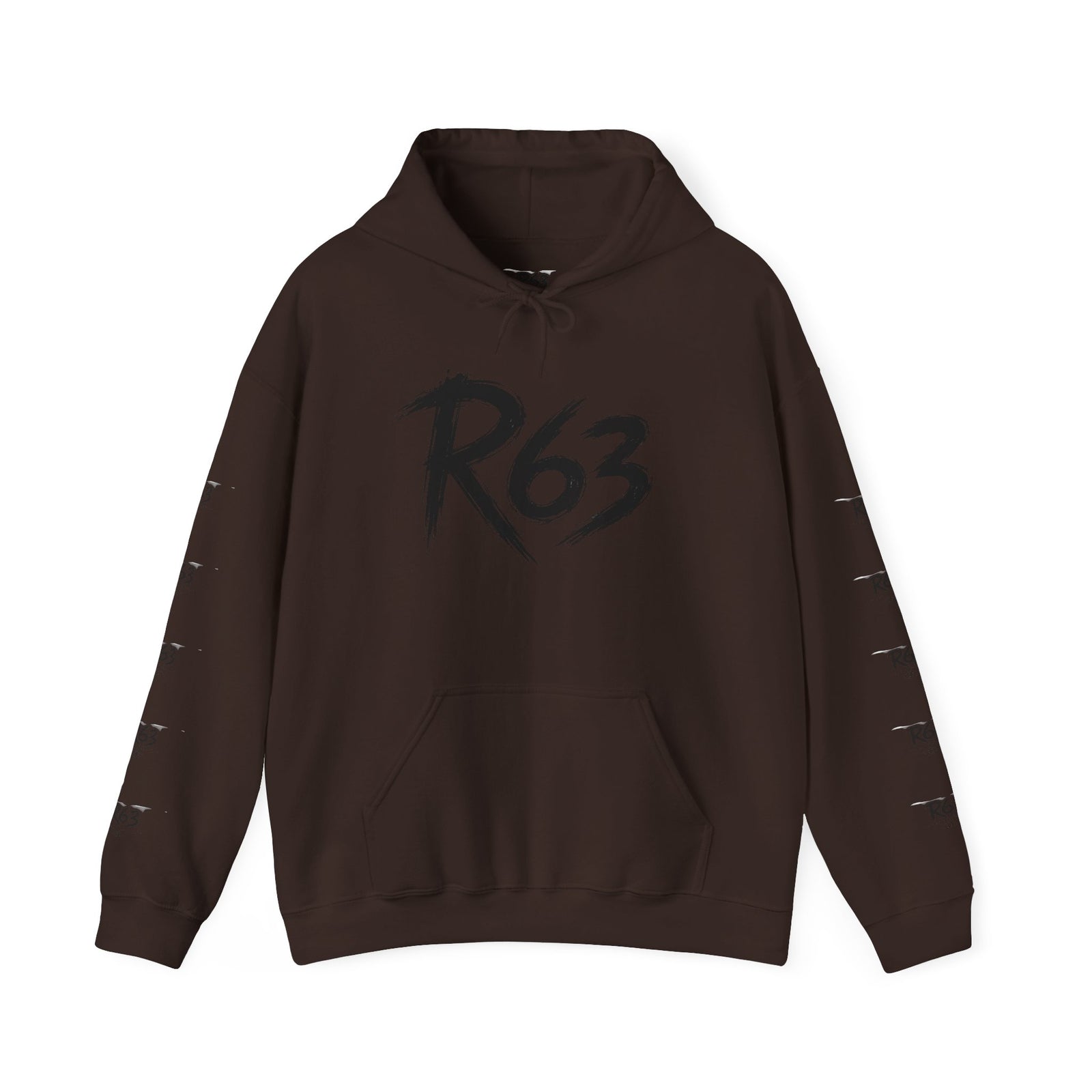 R63 Graphic Hoodie — Reflective Souls Back Print, Sleeve Logo Streetwear