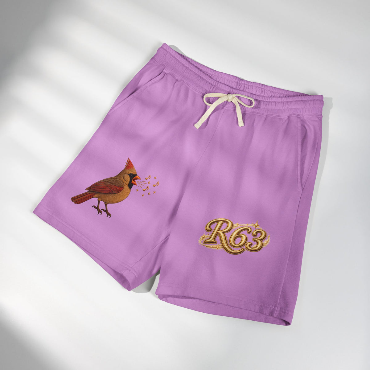 Cardinal '63 Fleece Sweat Shorts — Vintage Bird Graphic Lightweight Lounge Shorts