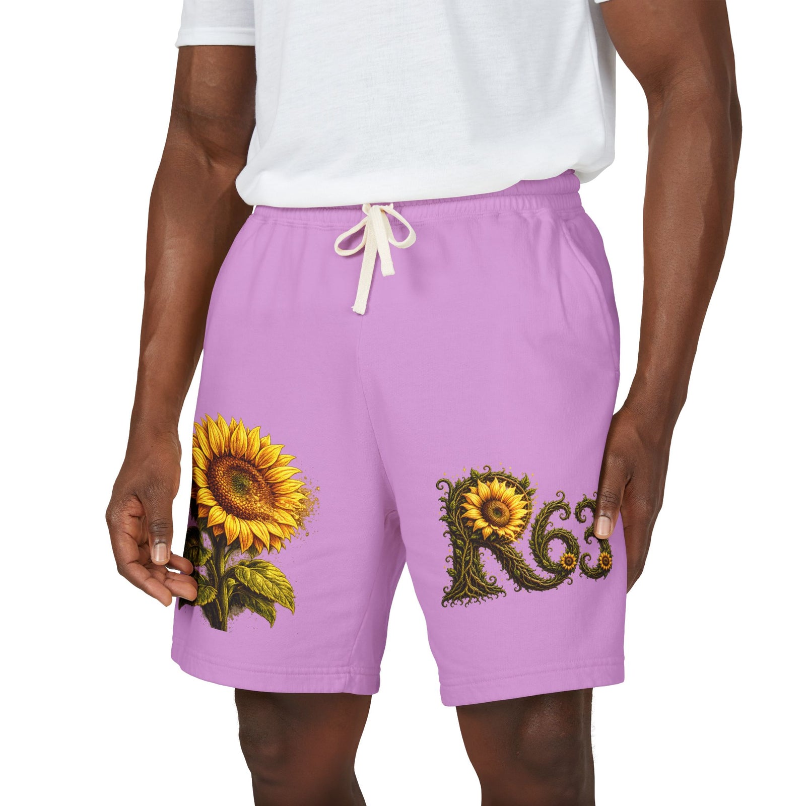 Sunflower Bee Fleece Sweat Shorts — Garment-Dyed Lightweight Lounge Shorts