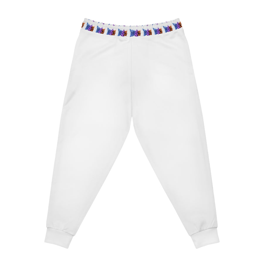 R63 Lightning Graphic Joggers — White All-Over Print Athletic Pants
