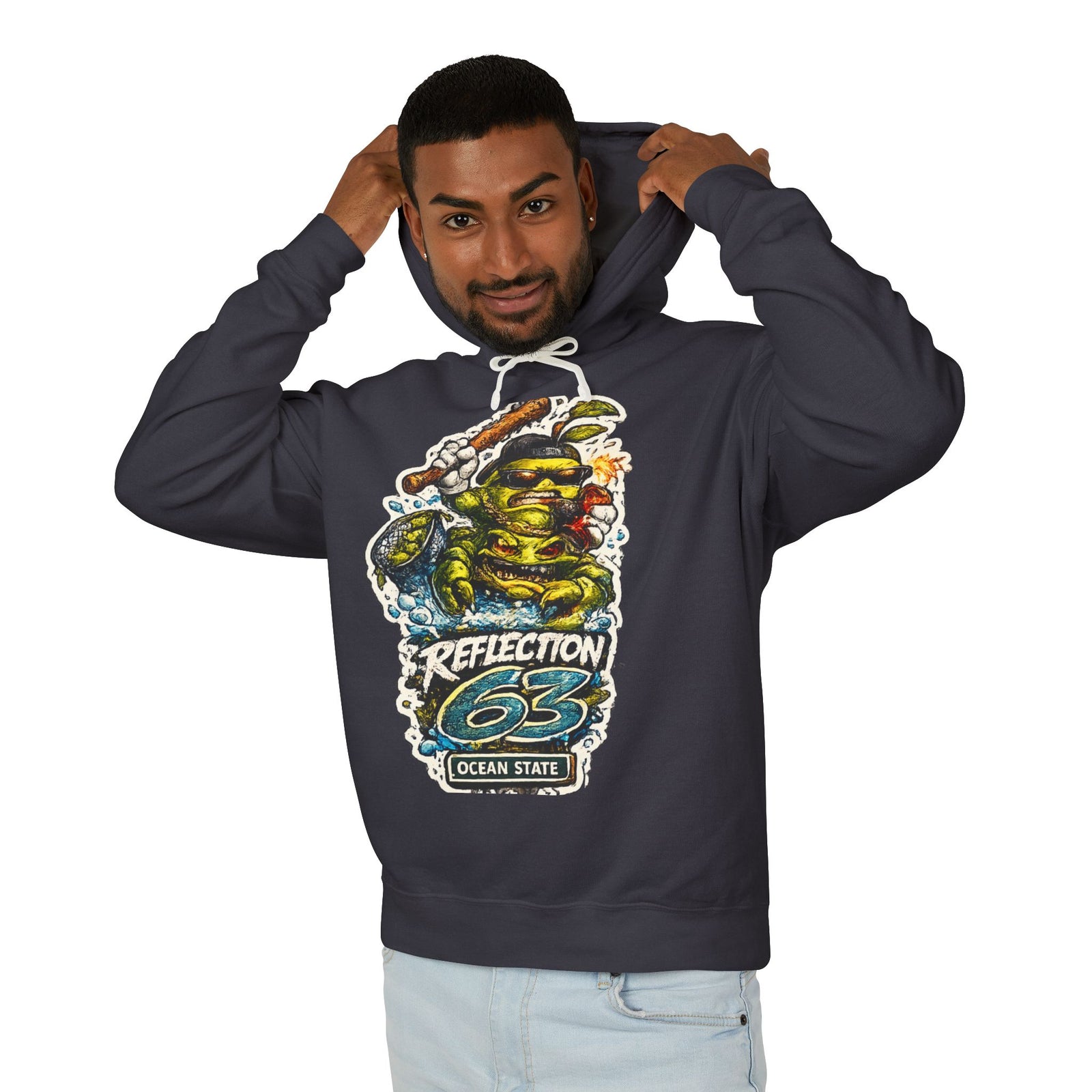 Reflection 63 Ocean State Hoodie — Vintage Surf Monster Graphic Hooded Sweatshirt