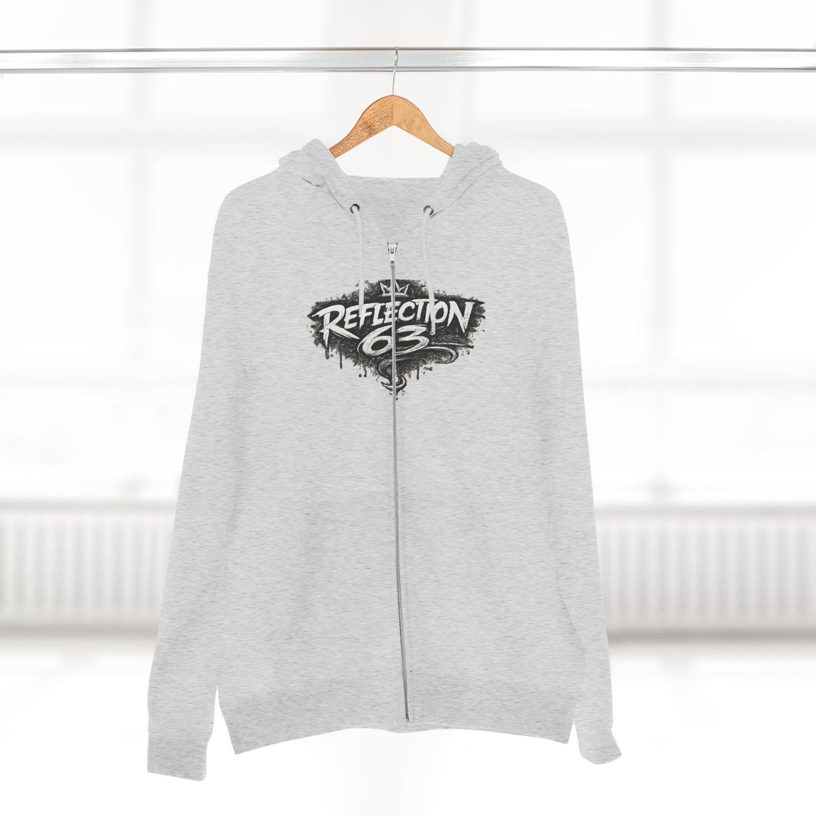 Reflection 63 Zip Hoodie — Vintage Crest Graphic Zip-Up Hoodie