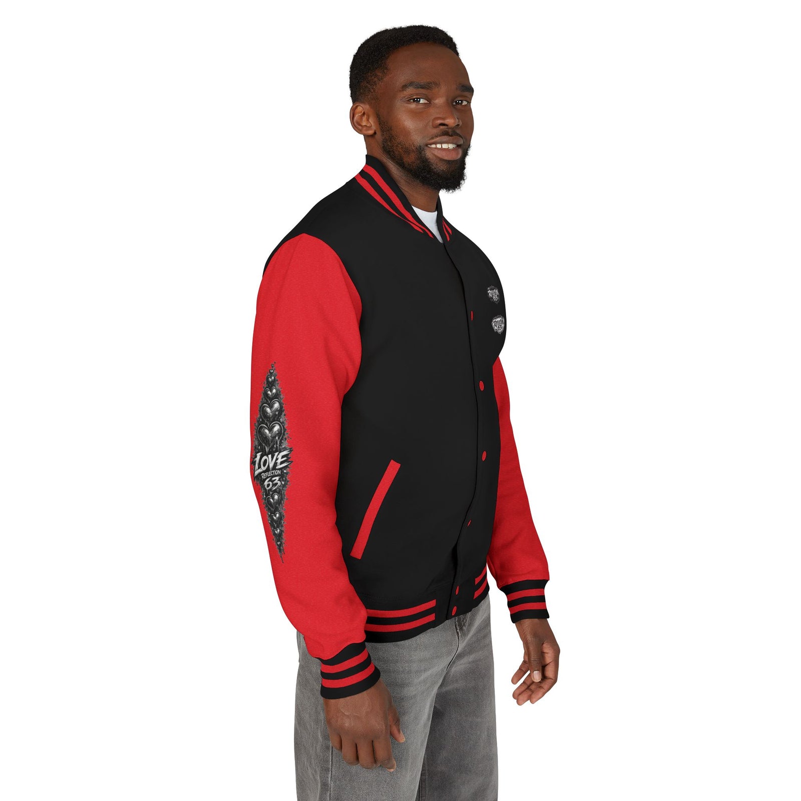 Letterman Jacket — Retro 'Love Reflection 63' Snake Heart Embroidered Design