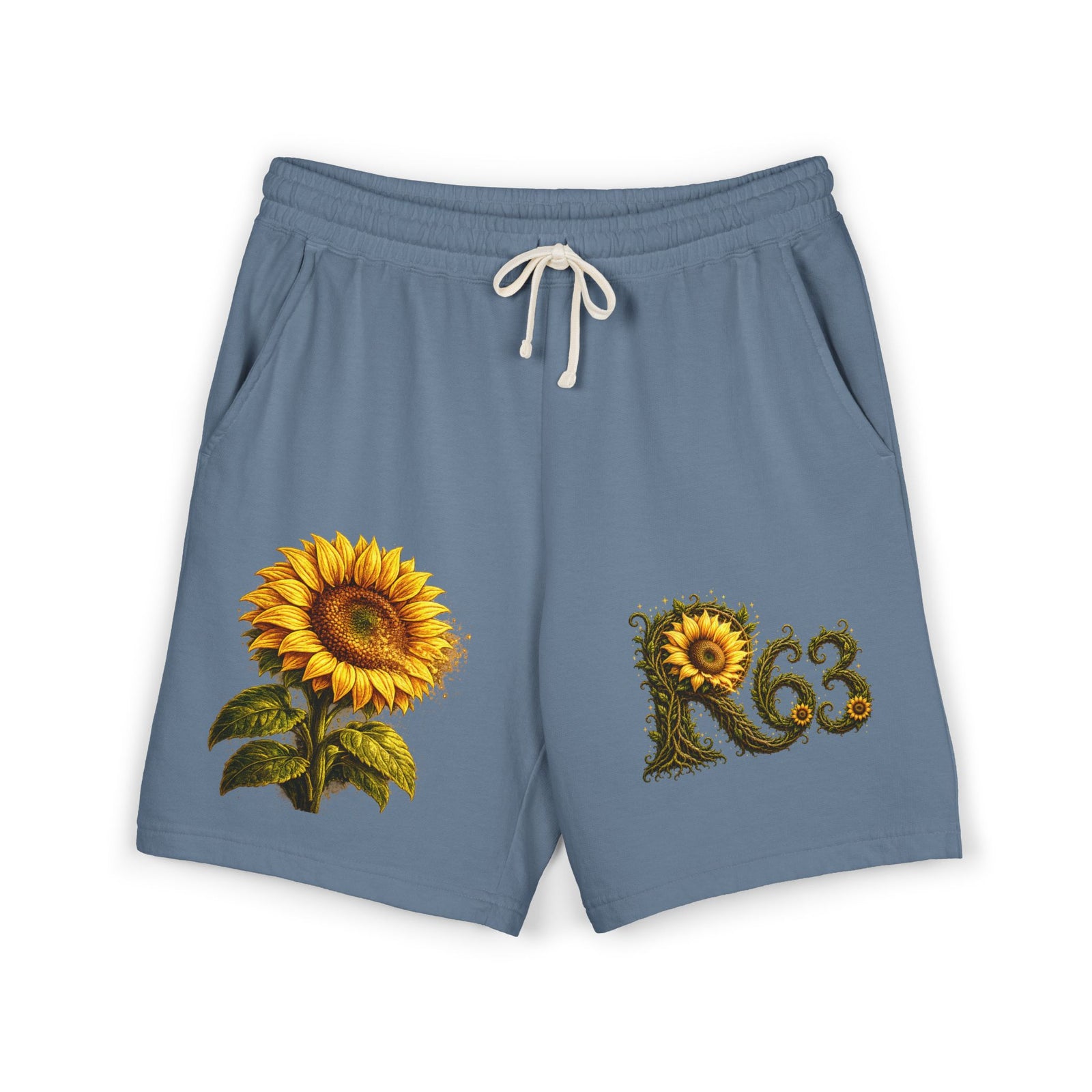 Sunflower Bee Fleece Sweat Shorts — Garment-Dyed Lightweight Lounge Shorts
