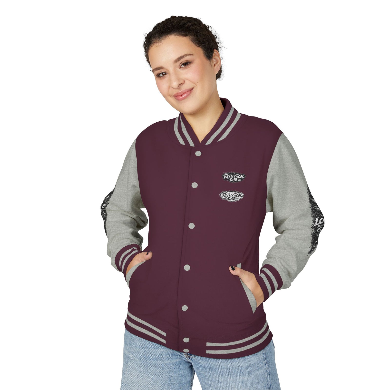 Letterman Jacket — Retro 'Love Reflection 63' Snake Heart Embroidered Design