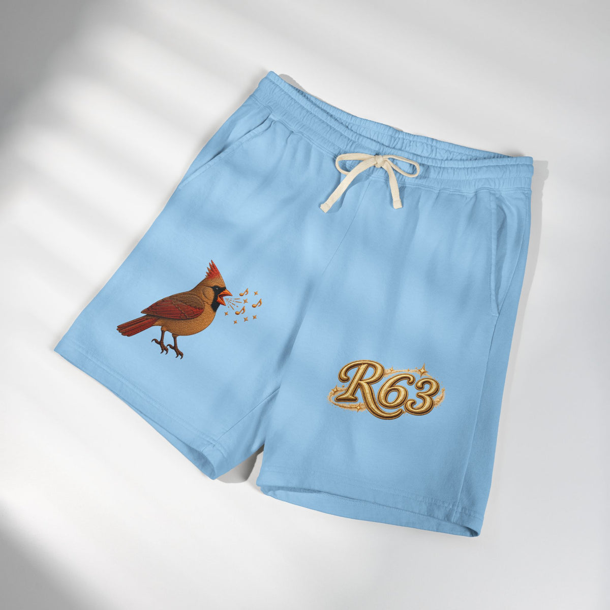 Cardinal '63 Fleece Sweat Shorts — Vintage Bird Graphic Lightweight Lounge Shorts