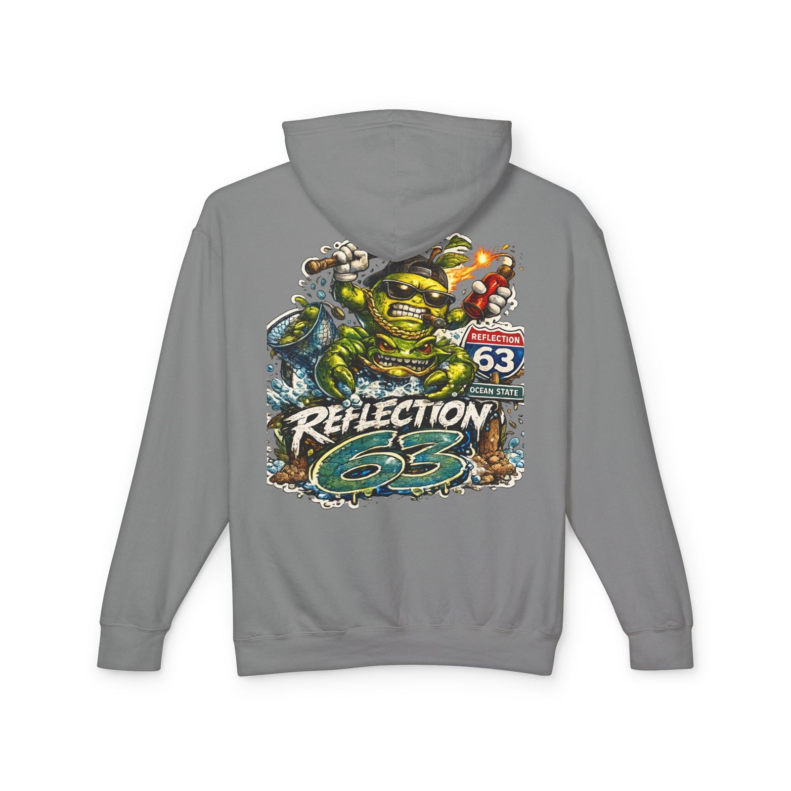 Reflection 63 Ocean State Hoodie — Vintage Surf Monster Graphic Hooded Sweatshirt