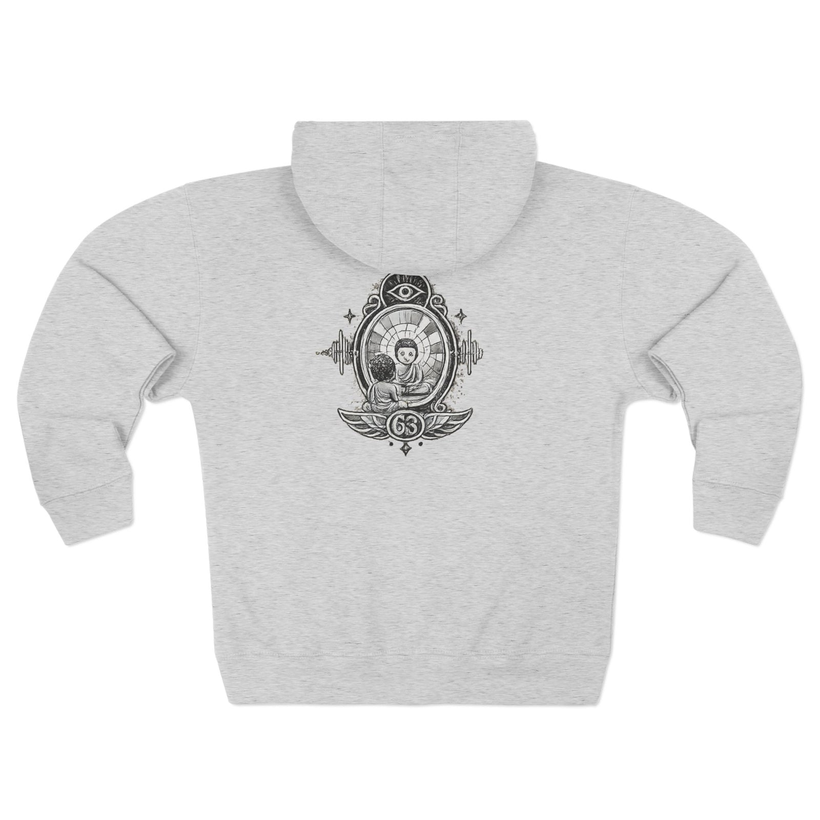 Reflection 63 Zip Hoodie — Vintage Crest Graphic Zip-Up Hoodie