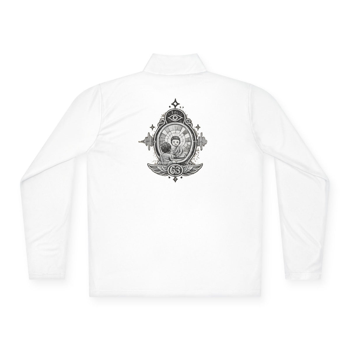 Quarter-Zip Pullover — Vintage Crest Skull Chest & Back Design