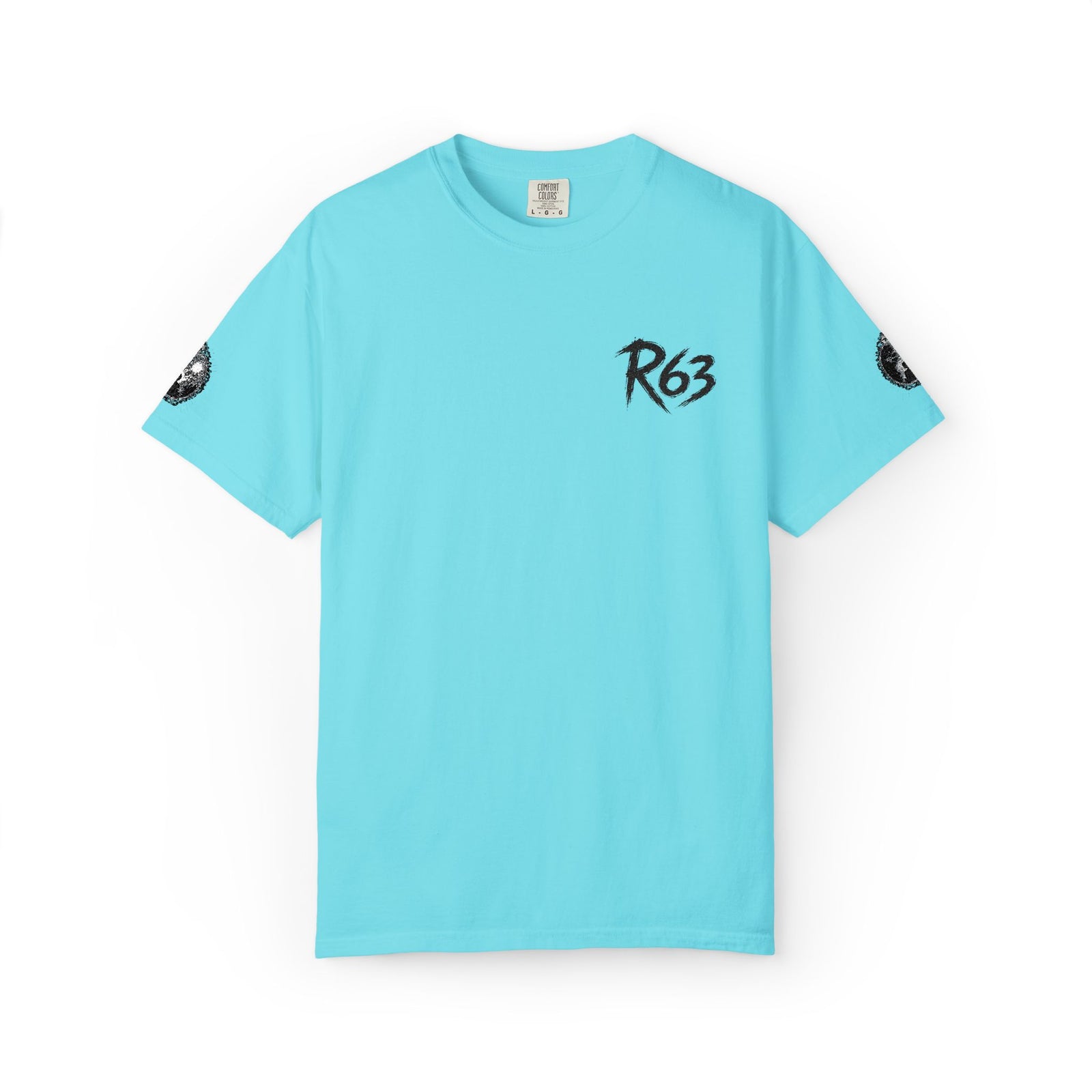 R63 Minimal Logo T-Shirt — Streetwear Graphic Tee with Sleeve Emblem