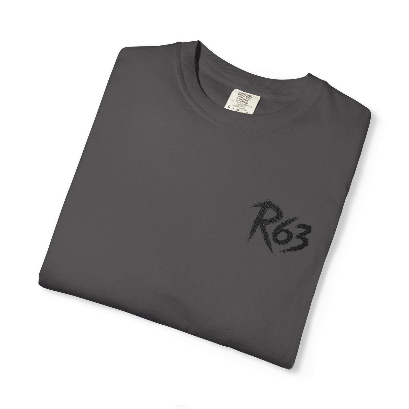 R63 Minimal Logo T-Shirt — Streetwear Graphic Tee with Sleeve Emblem