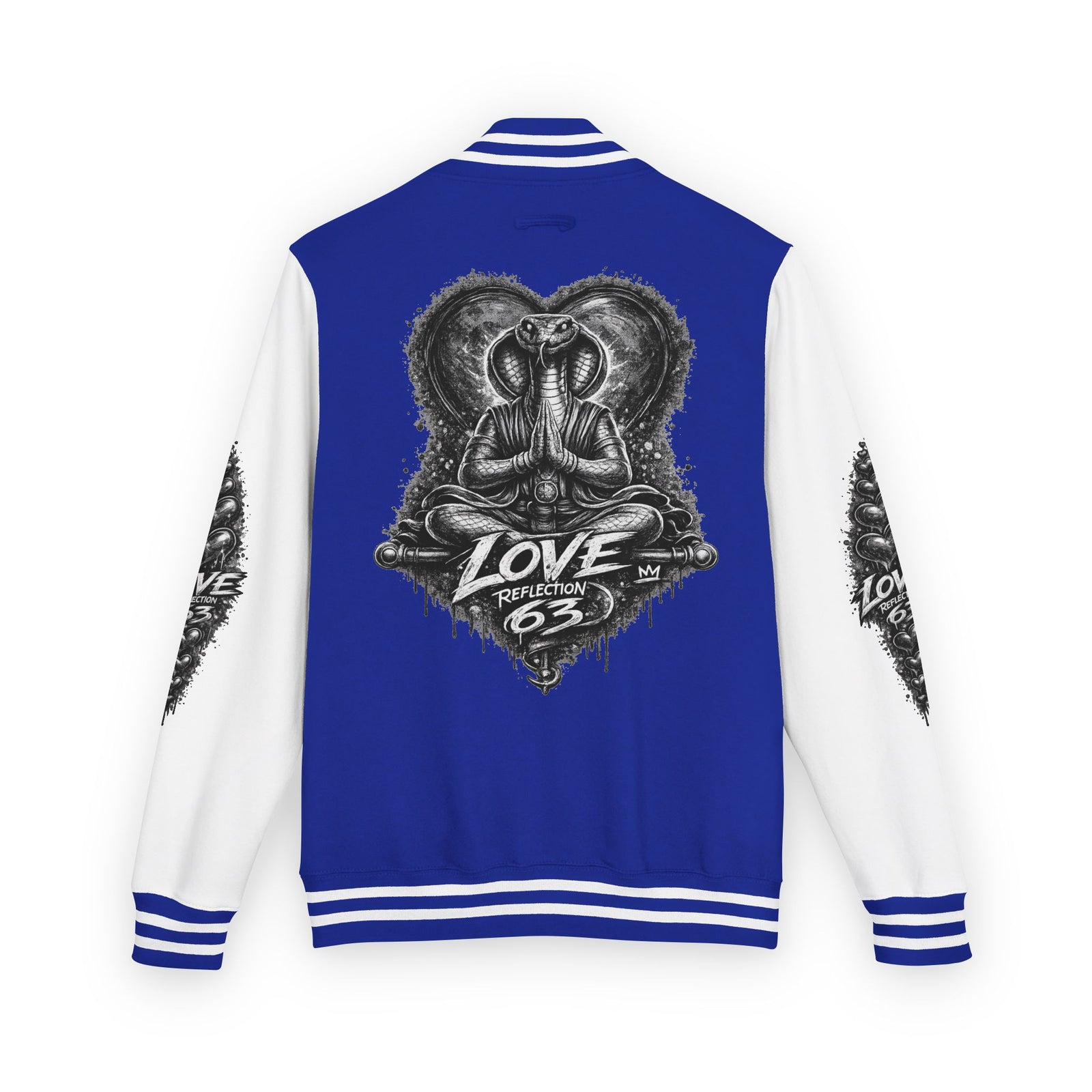 Letterman Jacket — Retro 'Love Reflection 63' Snake Heart Embroidered Design