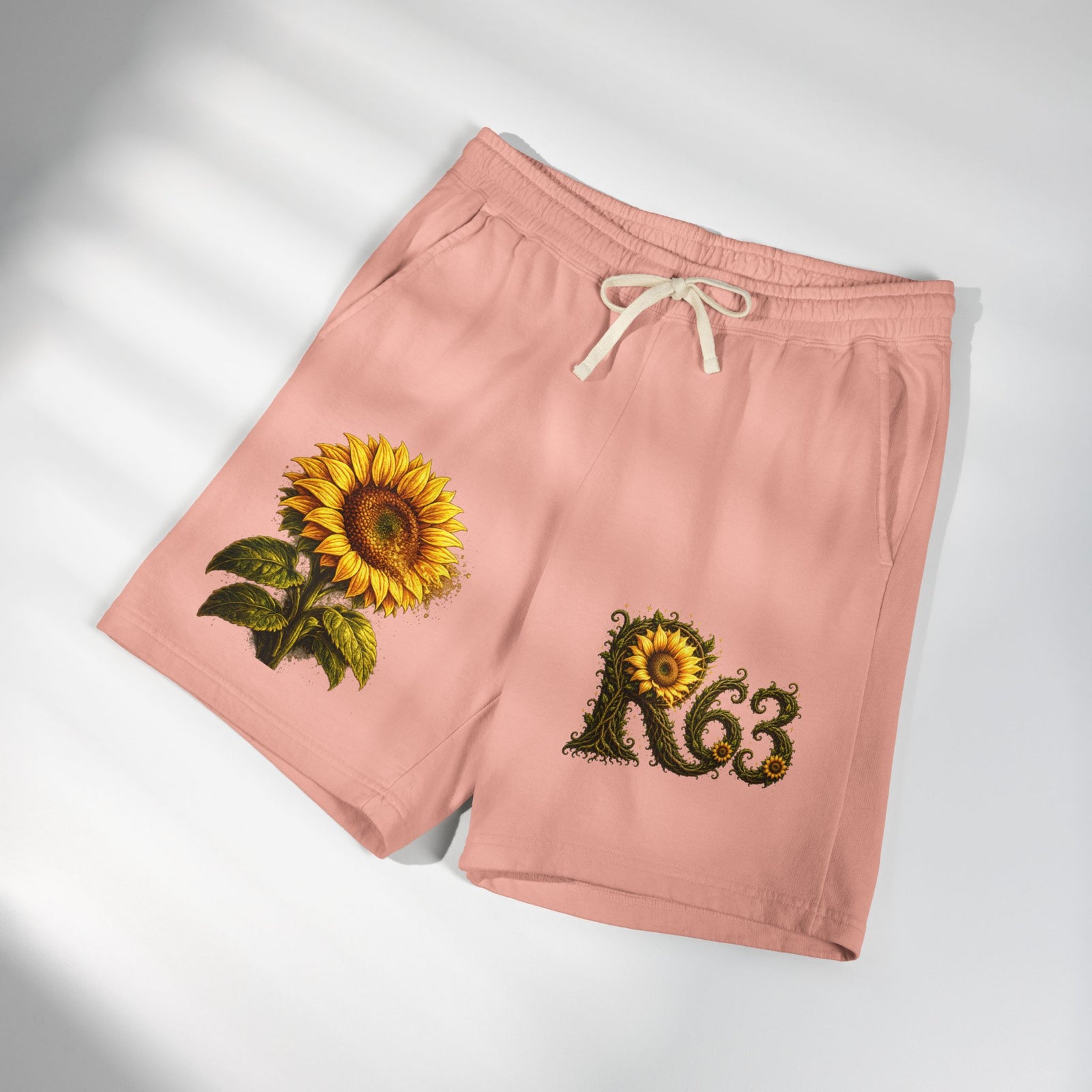 Sunflower Bee Fleece Sweat Shorts — Garment-Dyed Lightweight Lounge Shorts
