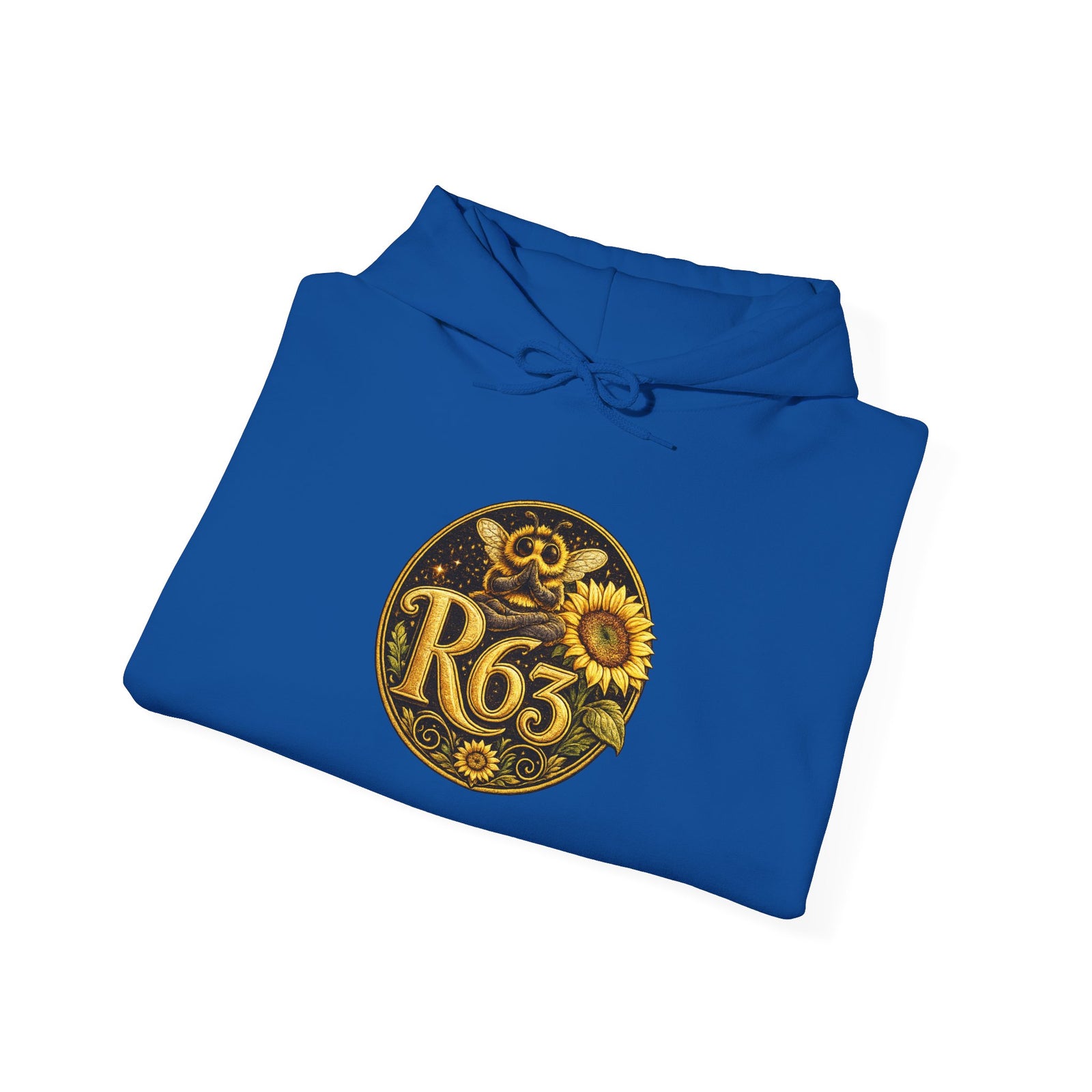 Sunflower Bee Hoodie — R63 Logo Graphic Hooded Sweatshirt