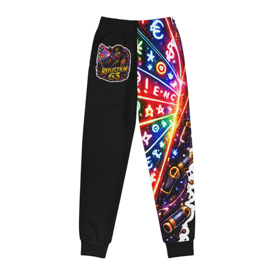Youth Joggers — Neon Arcade AOP Sweatpants with 'Reflection 63' Patch