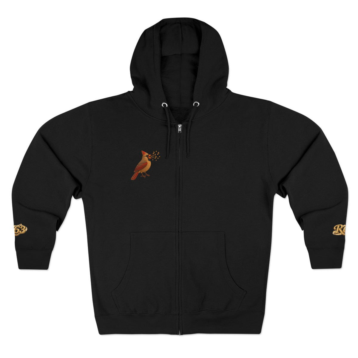 Cardinal Bird Zip Hoodie — Vintage Red Cardinal Graphic Zip-Up