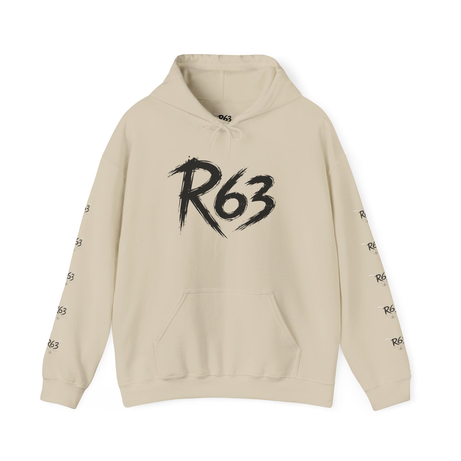 R63 Graphic Hoodie — Reflective Souls Back Print, Sleeve Logo Streetwear