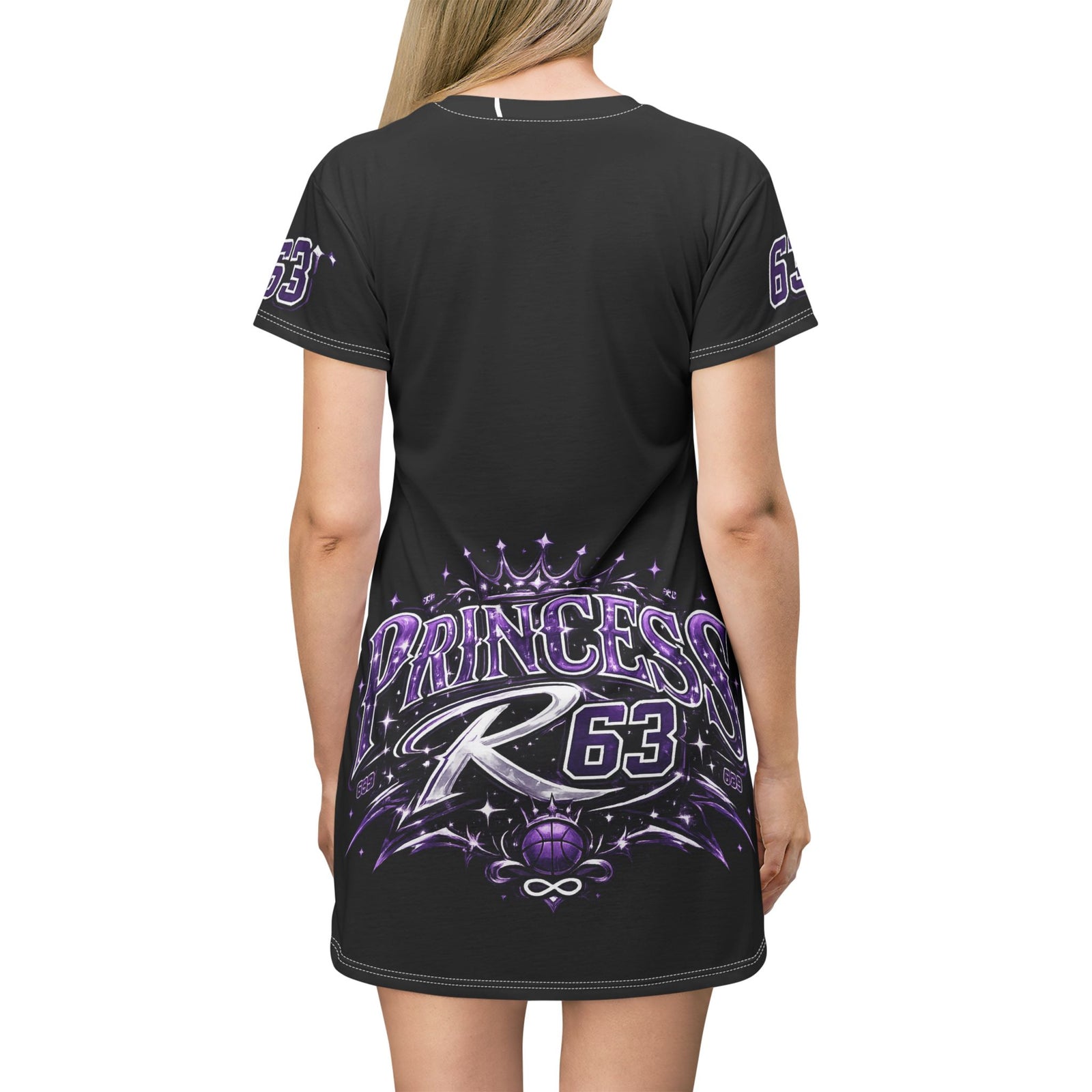 Princess R63 Graphic T‑Shirt Dress — Purple Crown Sports Logo