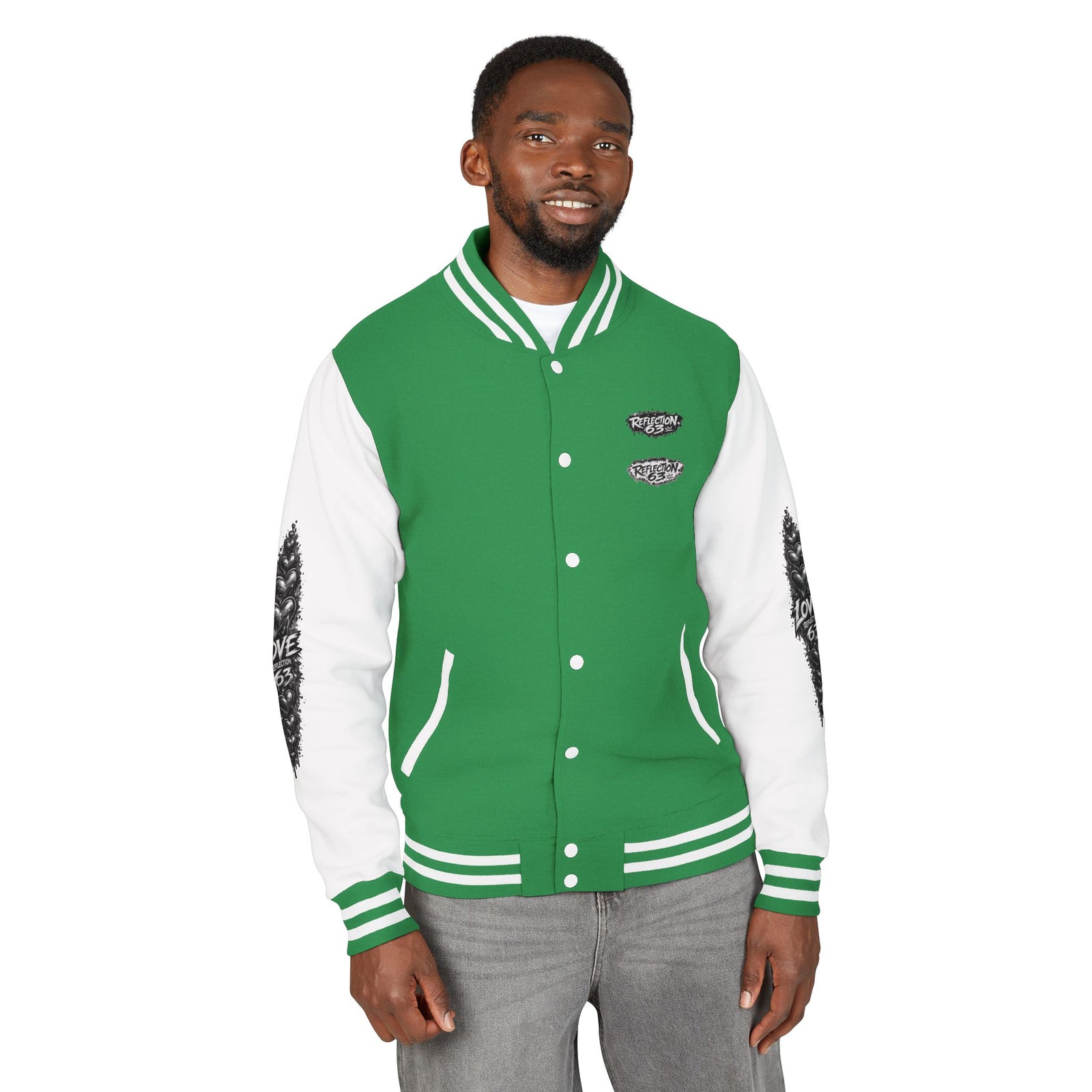 Letterman Jacket — Retro 'Love Reflection 63' Snake Heart Embroidered Design