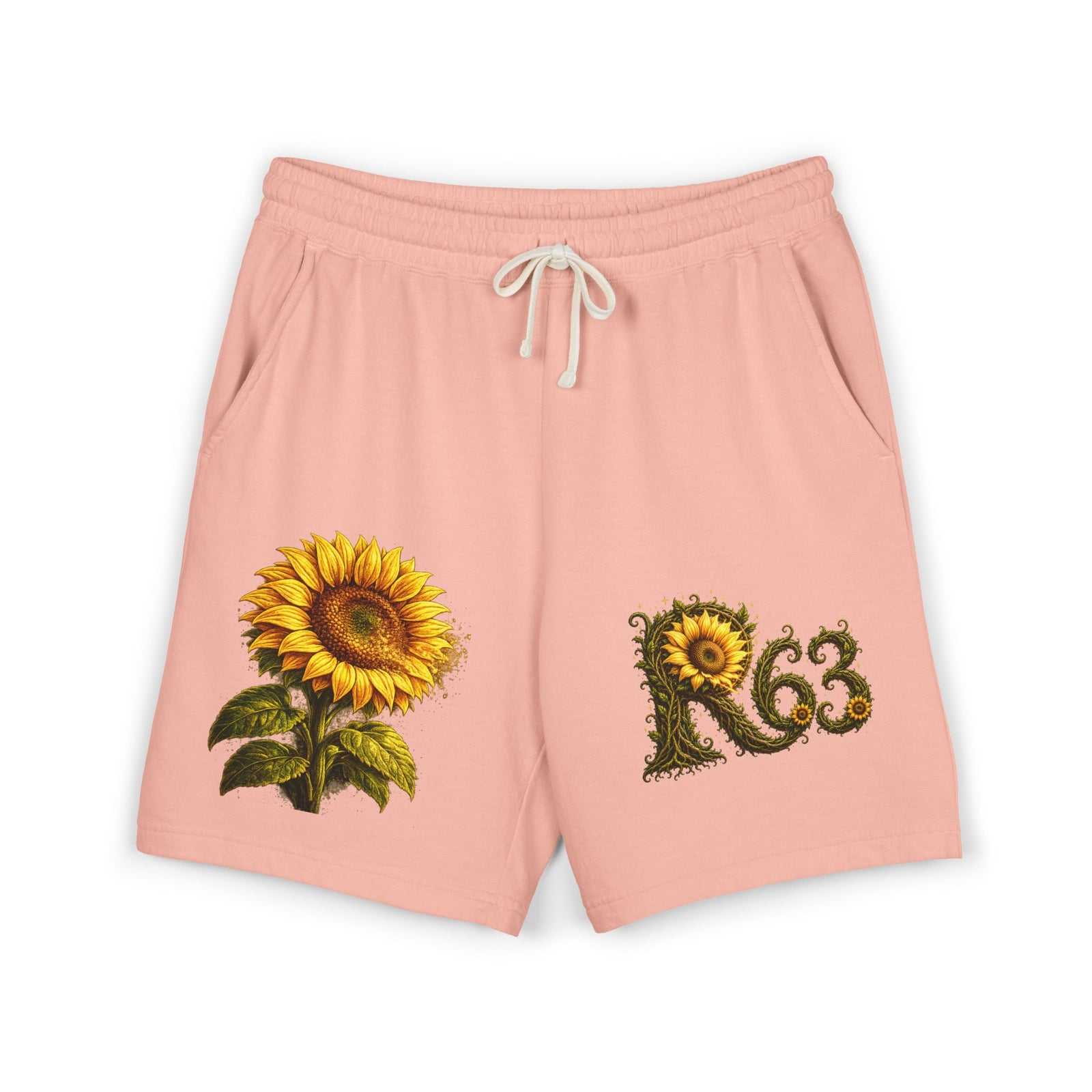 Sunflower Bee Fleece Sweat Shorts — Garment-Dyed Lightweight Lounge Shorts