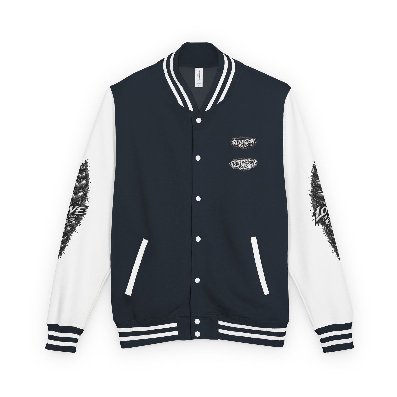 Letterman Jacket — Retro 'Love Reflection 63' Snake Heart Embroidered Design