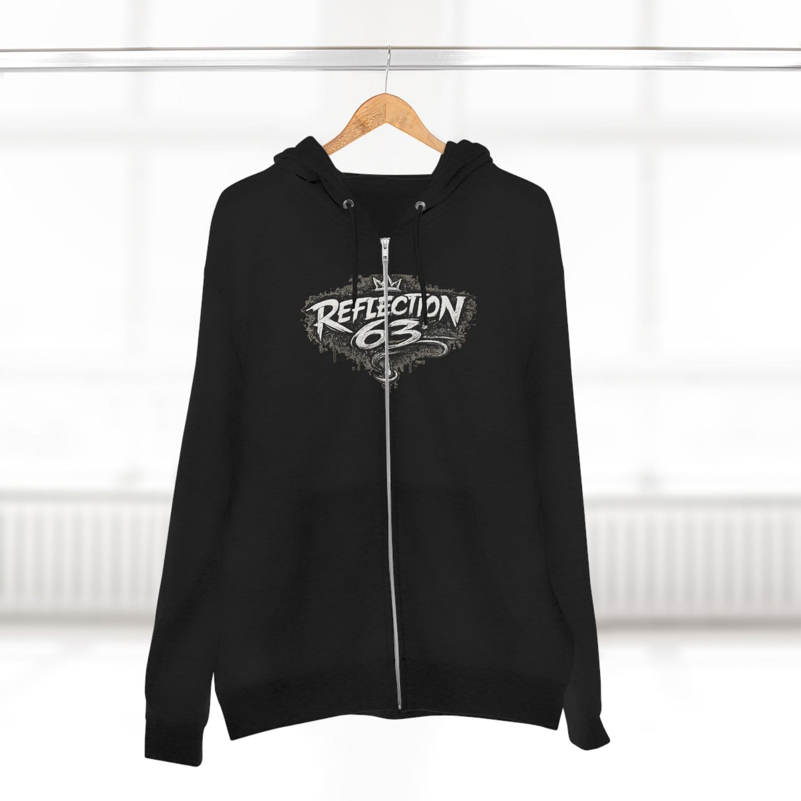 Reflection 63 Zip Hoodie — Vintage Crest Graphic Zip-Up Hoodie