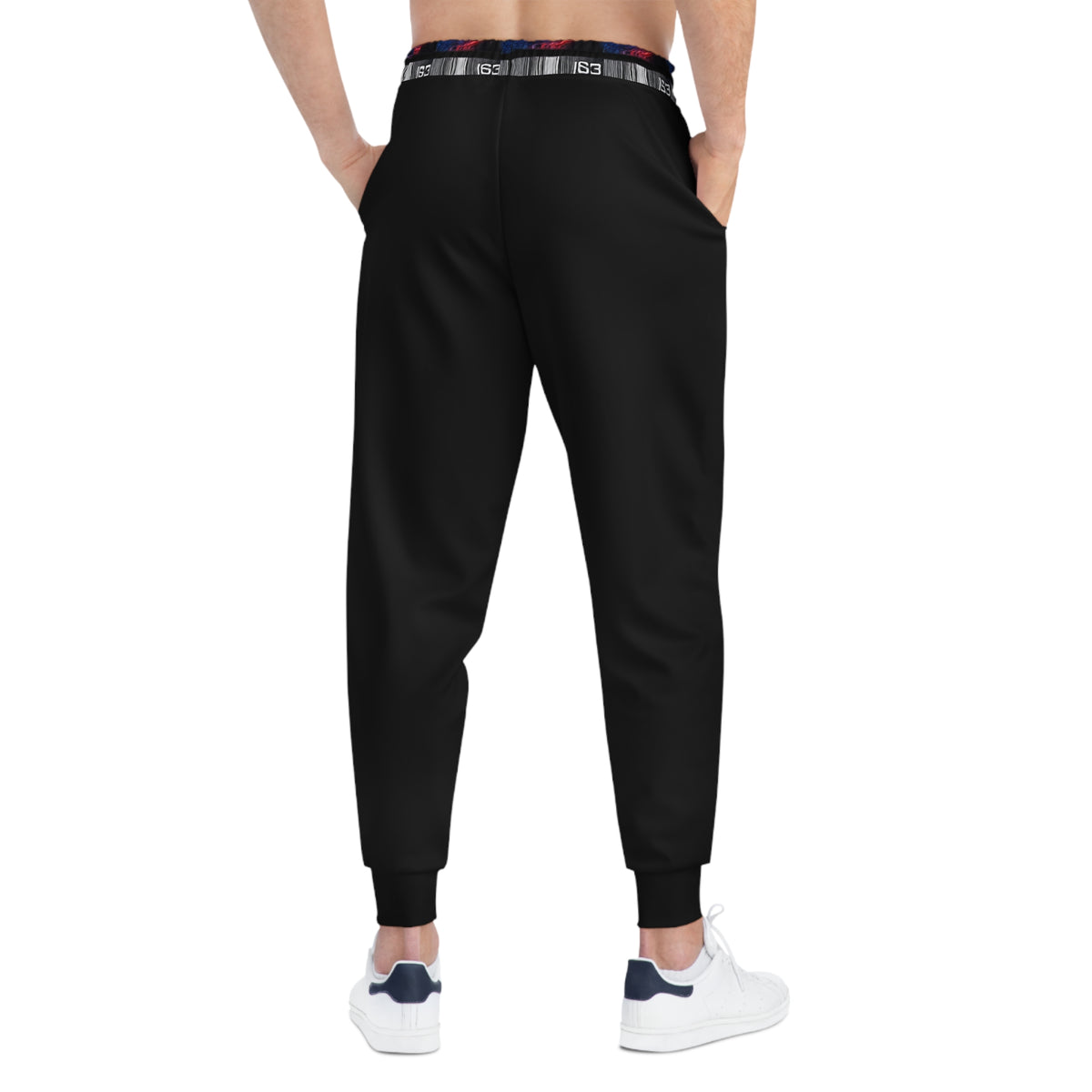 Reflections63 Athletic Joggers — Black Performance Track Pants with RB63 Side Logo