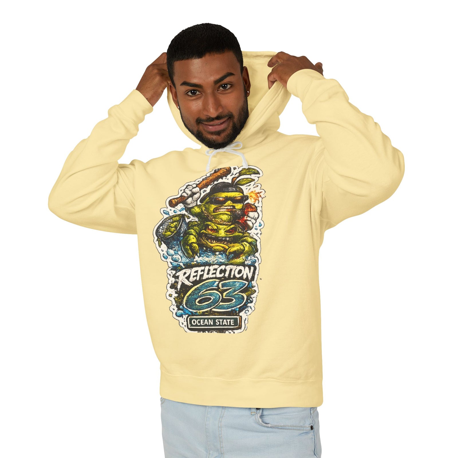 Reflection 63 Ocean State Hoodie — Vintage Surf Monster Graphic Hooded Sweatshirt