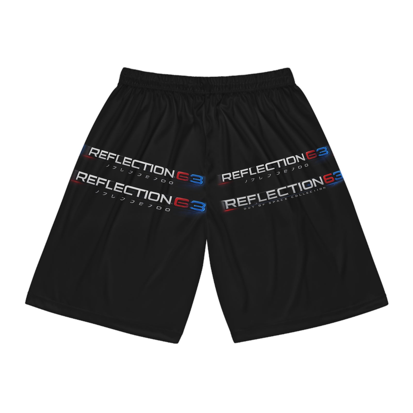 Reflection63 Black Basketball Shorts — Athletic AOP Sports Shorts with 63 Logo