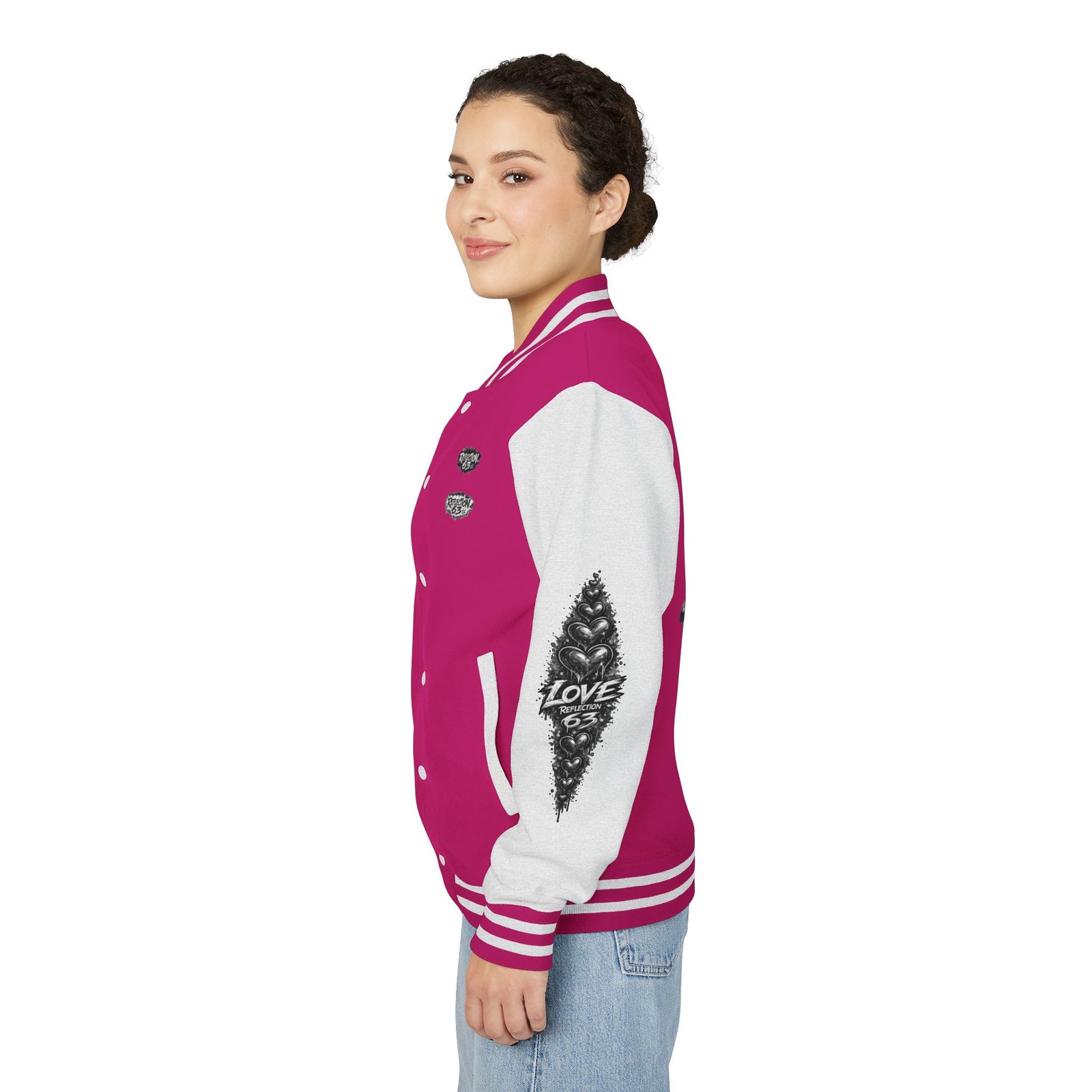 Letterman Jacket — Retro 'Love Reflection 63' Snake Heart Embroidered Design