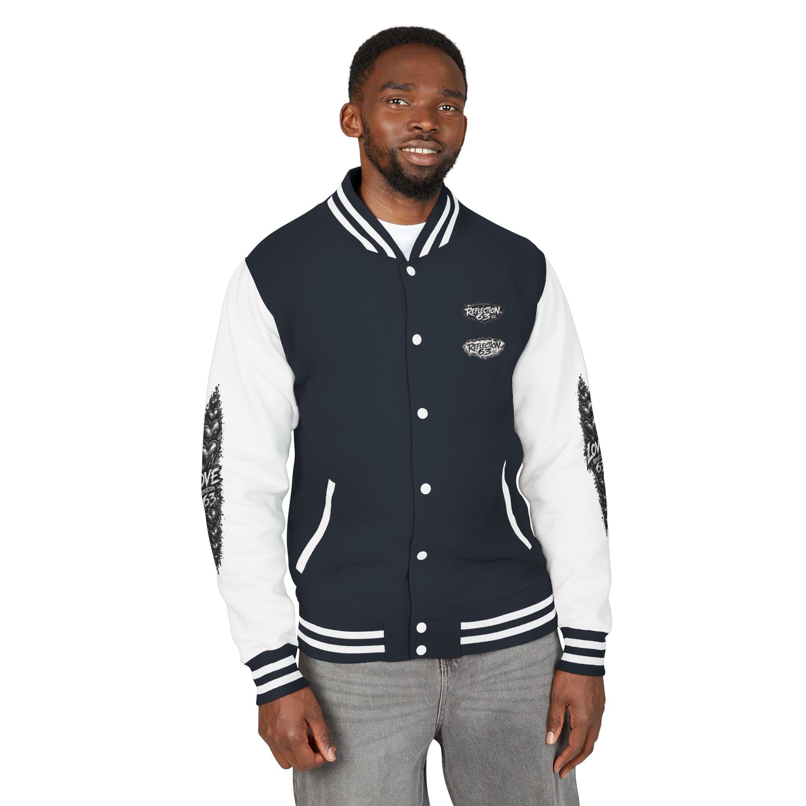 Letterman Jacket — Retro 'Love Reflection 63' Snake Heart Embroidered Design