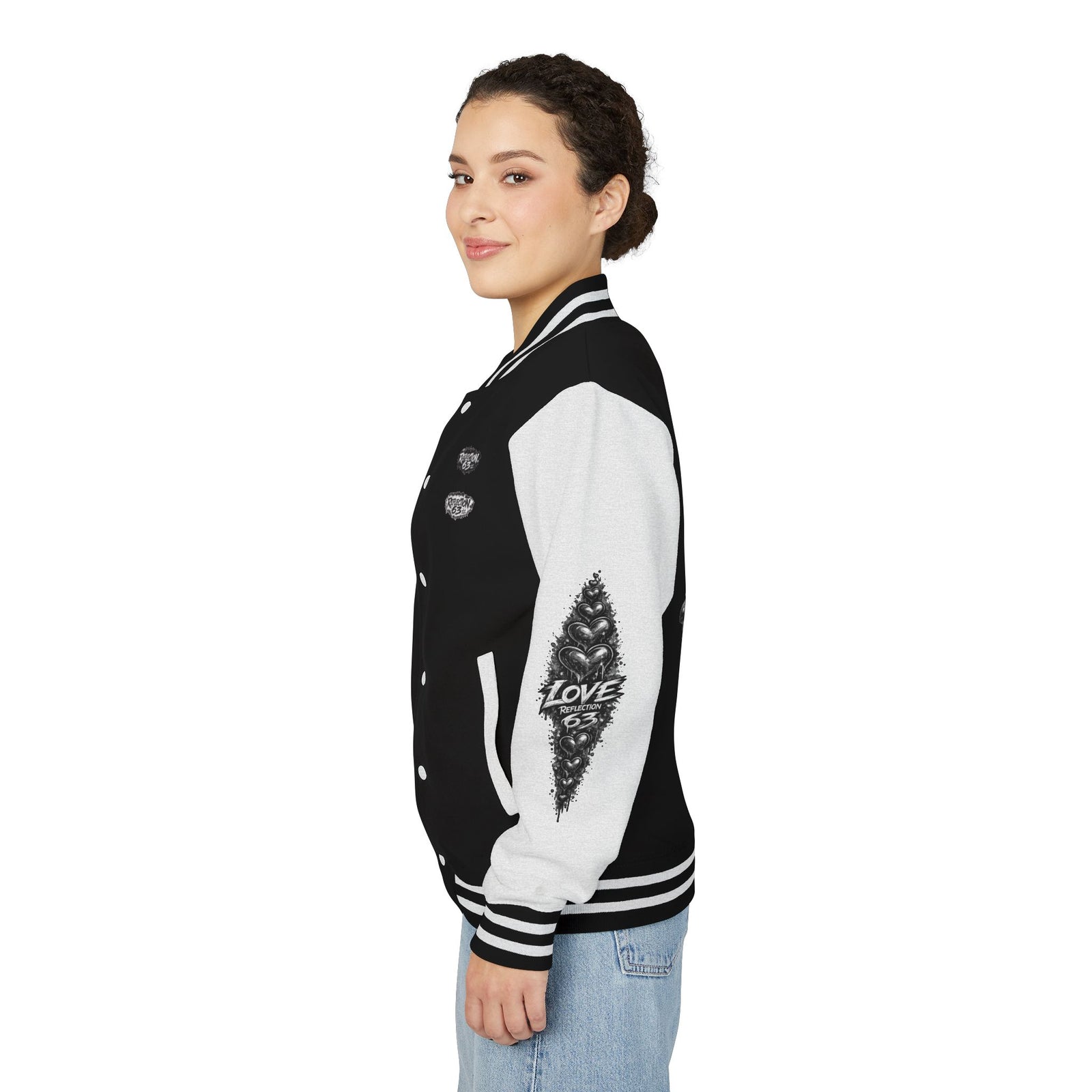 Letterman Jacket — Retro 'Love Reflection 63' Snake Heart Embroidered Design