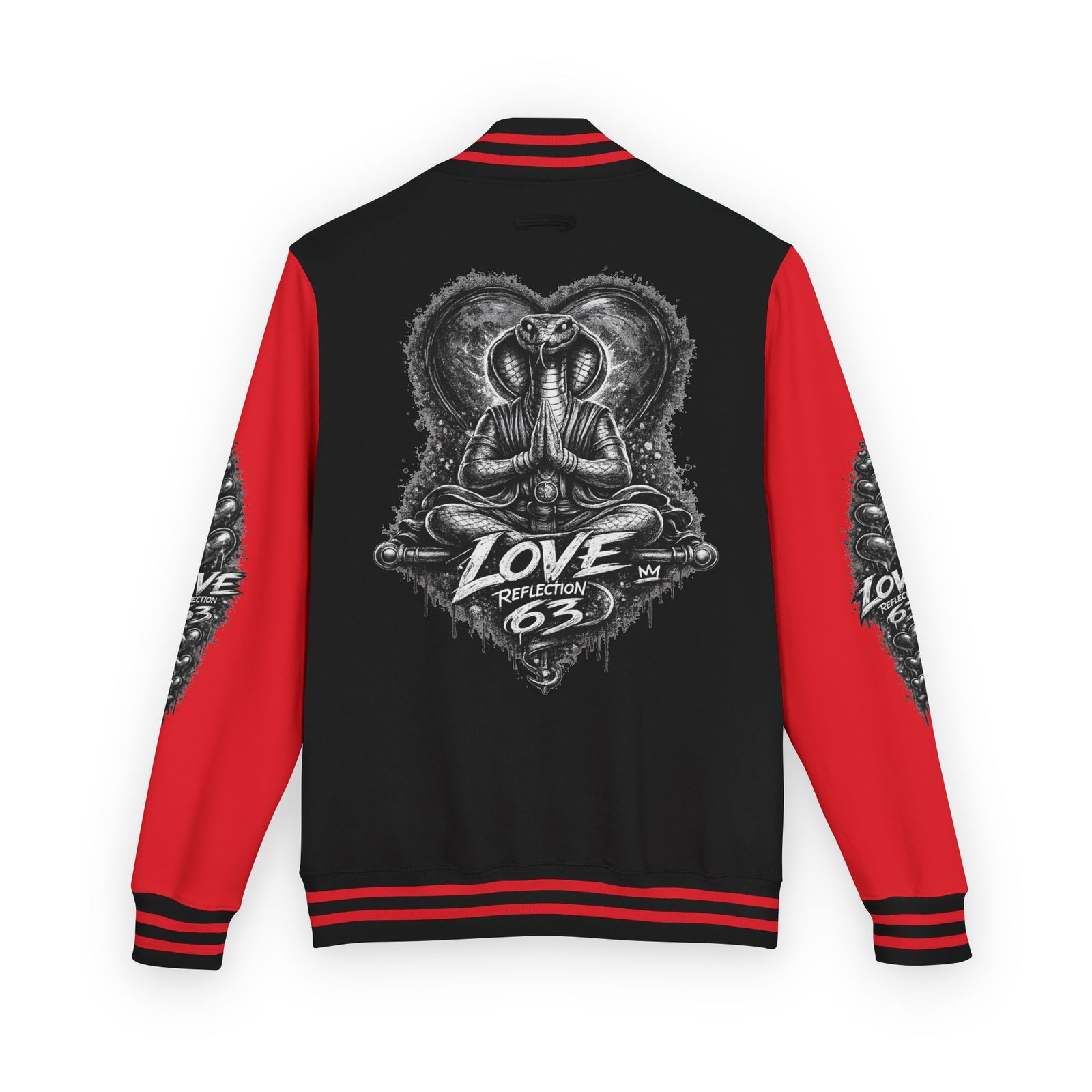 Letterman Jacket — Retro 'Love Reflection 63' Snake Heart Embroidered Design
