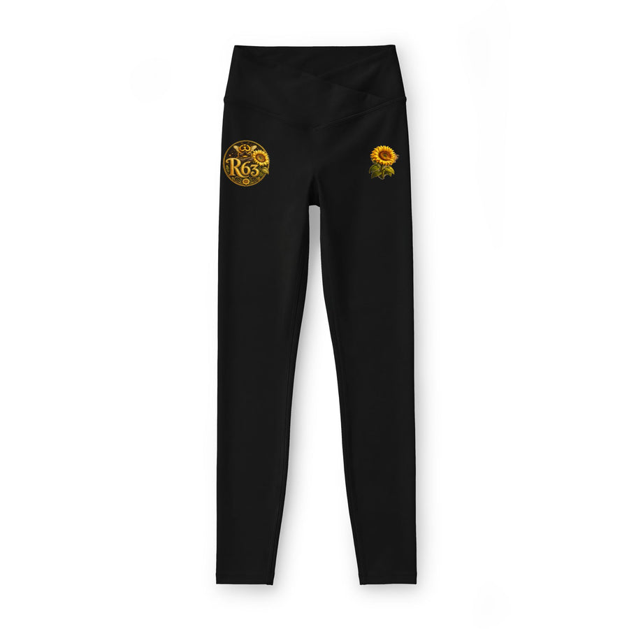 Sunflower & 'Roo' Accent Women's Leggings — Black High-Waist Luxe Activewear