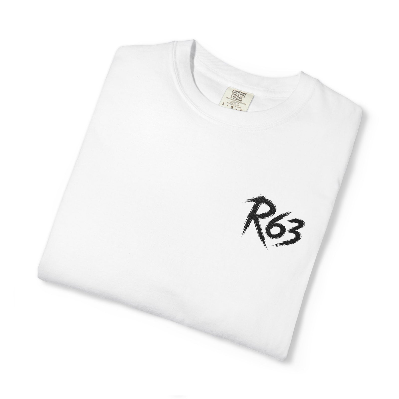 R63 Minimal Logo T-Shirt — Streetwear Graphic Tee with Sleeve Emblem